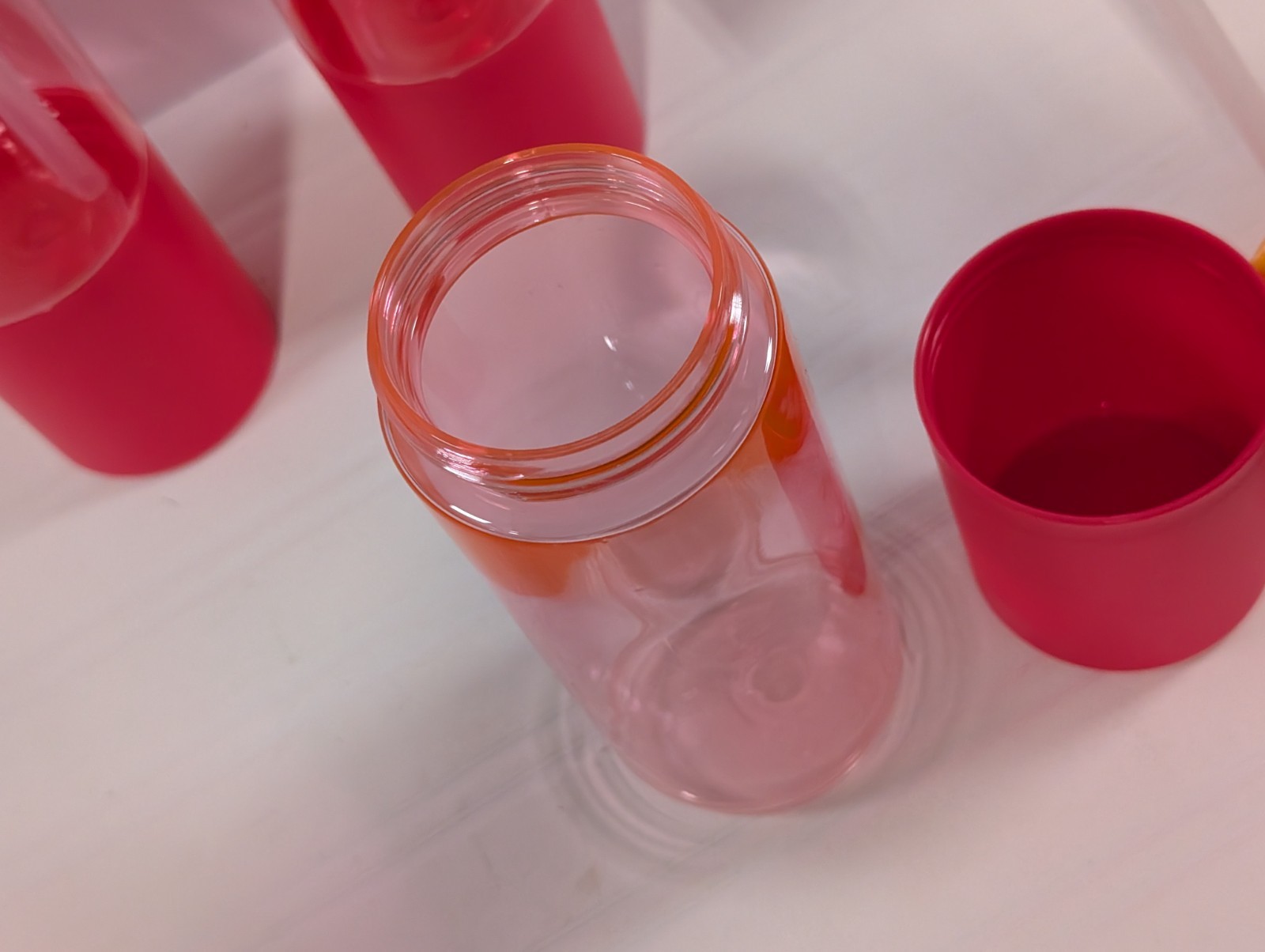 Pack of 3 Water Bottles with Snack Compartment Base Yellow & Pink (13.5 Fl Oz)