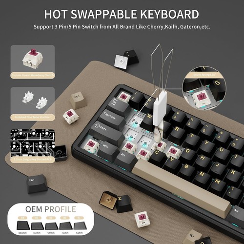 Teclado mecánico inalámbrico para juegos ATTACK SHARK X66 con perilla junta de modo tri - Imagen 4 de 24