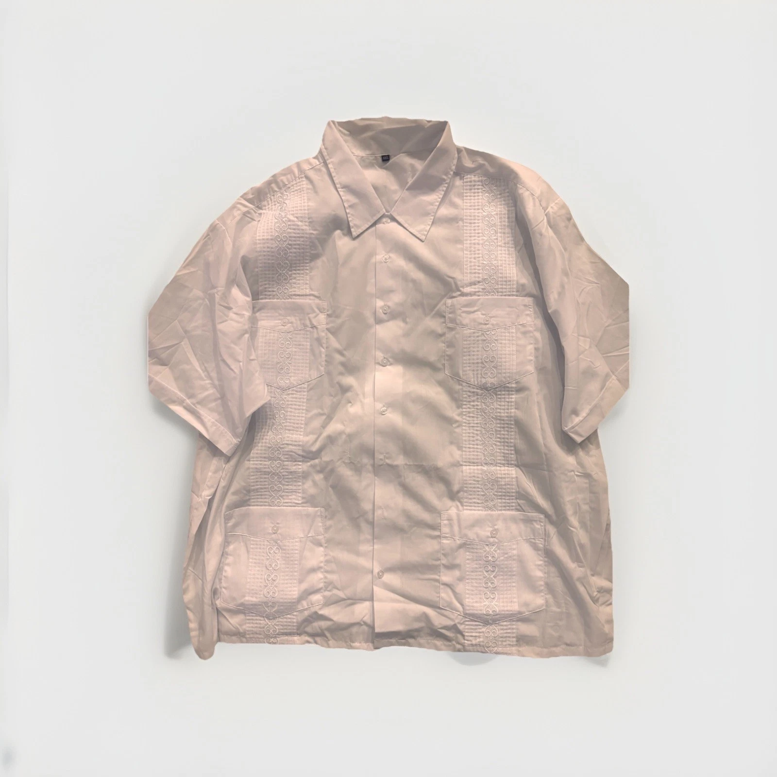 Mens XL White Guayabera Shirt 100% Linen Pintuck Beach Resortwear Cruise Wedding