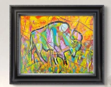 Original Art "Buffalo" 11x14 Canvas Expressionism Abstract Design Home Art