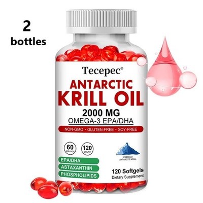 2x TECEPEC Antarctic Krill Oil 2000mg Omega-3 + Astaxanthin + EPA 30s/60s/120s