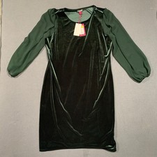 Vince Camuto Holiday Green Velvet Long Sleeve Sheer Puff Sleeve Sheath Dress 1X