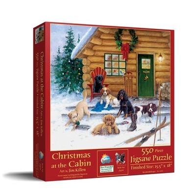 SunsOut Christmas at The Cabin 550 pc Christmas Jigsaw Puzzle