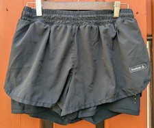 Reebok Women's Black 2 in 1 Training/Running Lined Shorts Sz M Flawed/See Pics