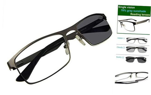 Men Photochromic Light-sensible Reading glasses Sun readers Gunmetal 2.5 x