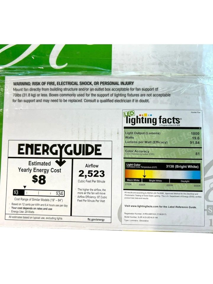 Hunter 51012 Small Room, 44” Quiet breeze reversible blades ceiling fan - Image 4 of 4