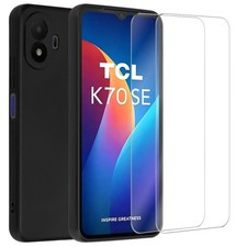 For TCL K70 SE Case, Black Shockproof Sim Phone Gel Cover + Screen Protector
