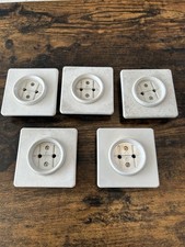 5x alte DDR Steckdose Bakelit? weiß, eckig, Unterputz historisch vintage