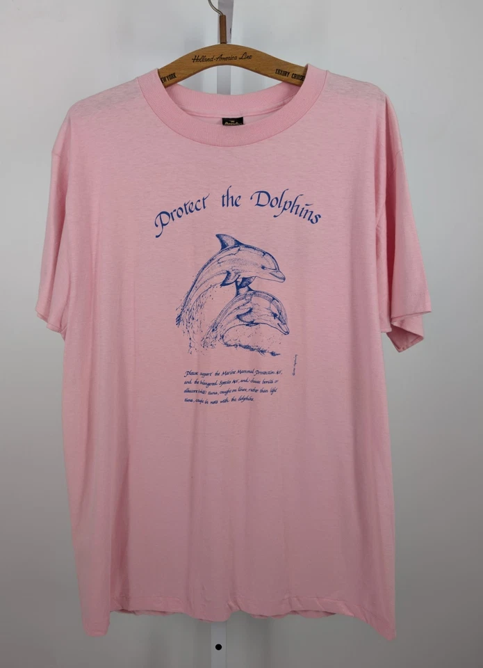 Camiseta De Colección Años 70 80 Delfines Ballena Conservación Protesta Océano Rosa EE. UU. Yunque Foto 2 de 4
