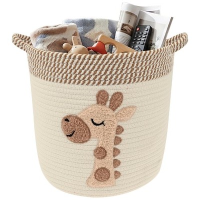Spielzeug-Aufbewahrungskorb, geflochtenes Baumwollseil 30 cm x 28 cm, gräulich weiß 