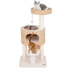 Modern Cat Tree w/Top Perch Cattail Fluff Condo Cozy Nest Sisal Scratching Posts