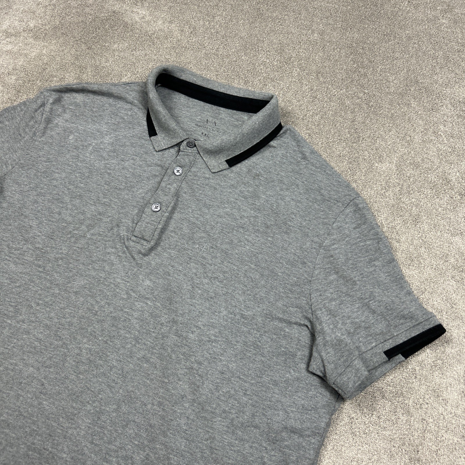 A|X Armani Exchange Polo Shirt Mens 2XL Gray Pique Casual Preppy Stretch