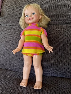 Vintage 1967 Ideal Giggles Doll 18'' Works Great!  Original Outfit, no shoes