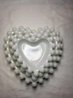 Vtg Imperial Glass Candlewick Milk Glass Set 3 Heart Trinket Dish Satin Finish