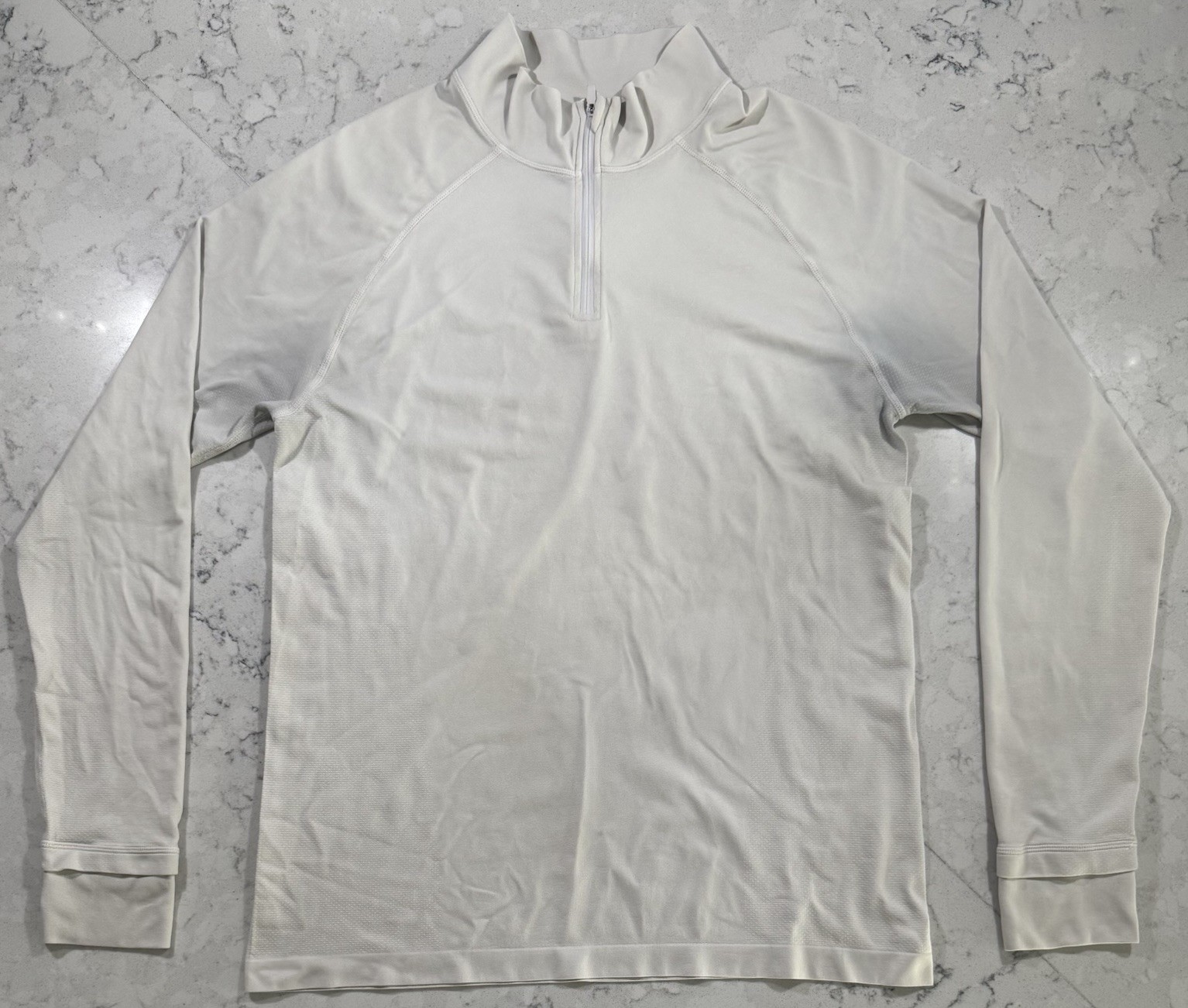 Fabletics Quarter Zip Pullover Mens Large Cream P… - image 1