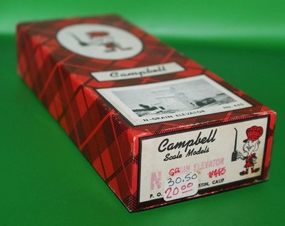 Vintage Campbell #445 N Scale N-Grain Elevator Wood Structure Building Kit - NOS
