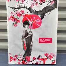 Sakura Geisha Reusable Grocery Shopping Tote Bag Black Handle Straps Daiso Japan
