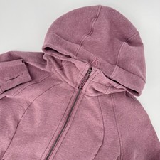 Lululemon Scuba Full-Zip Hoodie Heathered Velvet Dust Pink W4AWNS Womens Size 10