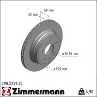 2X Zimmermann 290.2259.20 Bremsscheibe FüR Jaguar Daimler Xk 8 Xj Xk Xjsc X27