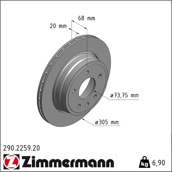 2X Zimmermann 290.2259.20 Bremsscheibe FüR Jaguar Daimler Xk 8 Xj Xk Xjsc X27-image