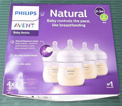 Philips AVENT Natural Bottle Set 4x 125ml BPA-Free Anti-Colic Wide Neck 0m+