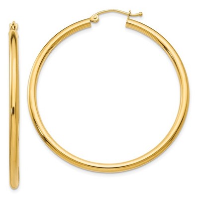 14 Karat Gelbgold poliert Creolen Damen rund minimalistisch feiner Schmuck 45 mm