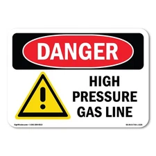 High Pressure Gas Line ANSI Danger Sign Metal Plastic Decal