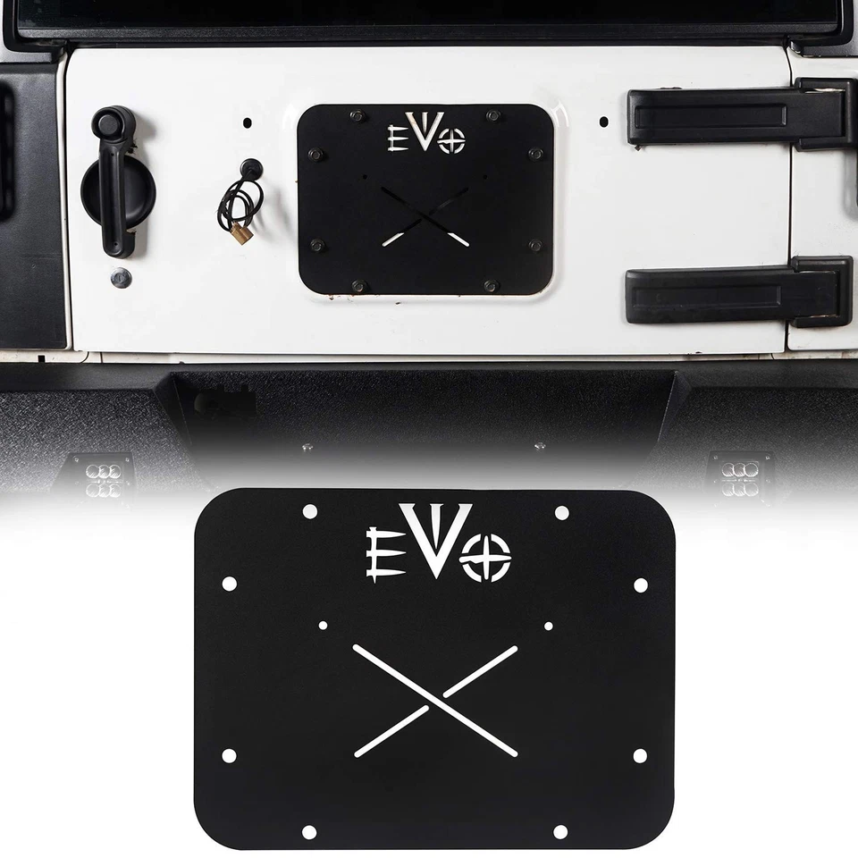 Jeep Wrangler JK JKU 07-18 Spare Tire Delete Plug Steel Tailgate Vent Cover Foto 2 de 4