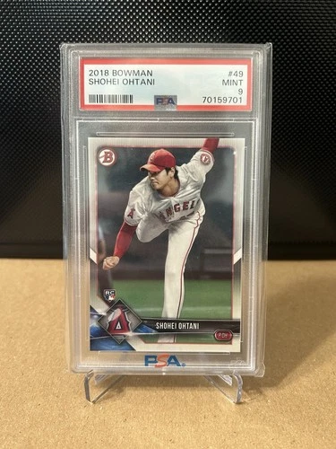 Shohei Ohtani 2018 Bowman #49 Base Pitching (RC) PSA 9