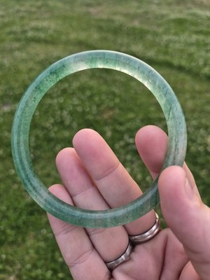 Natural Green Strawberry Quartz Bangle Bracelet Translucent Crystal Gemstone 