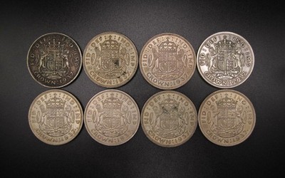 GROSSPOSTEN 8 x GEORGE VI 1937 SILBER KRONEN