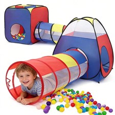 Pop-Up-Spielzelt Kleinkinder und Babytunnel, Spielhaus für drinnen und draußen