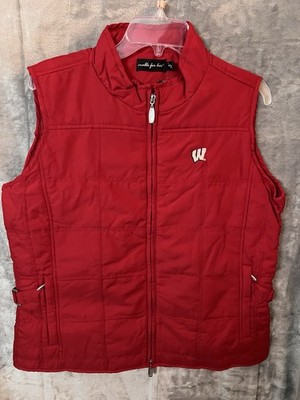 Wisconsin Badgers Women s Large Red Full Zip Vest Logo NWT MSRP $50