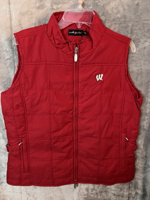 #ad Wisconsin Badgers Women’s Large Red Full Zip Vest Logo NWT MSRP $50 $22.98