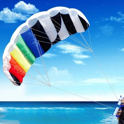 Dual Line Stunt Kite Rainbow Soft Large Entry Level 55 inch Parafoil Kite for - Bild 1 von 4