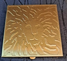 Vintage Brass Lion Face Compact Makeup Mirror 1950s Mid Century