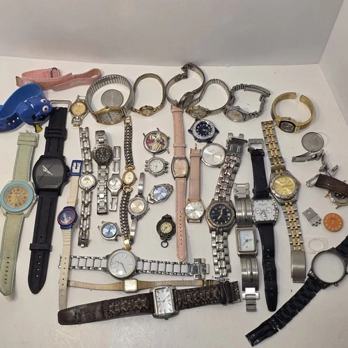 Lot Of 30+ Watches And Parts Untested Timex Pulsar Etc Vintage To Modern