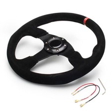14 350mm Deep Dish 6bolt Suede Leather Jdm Sport Racing Drifting Steering Wheel