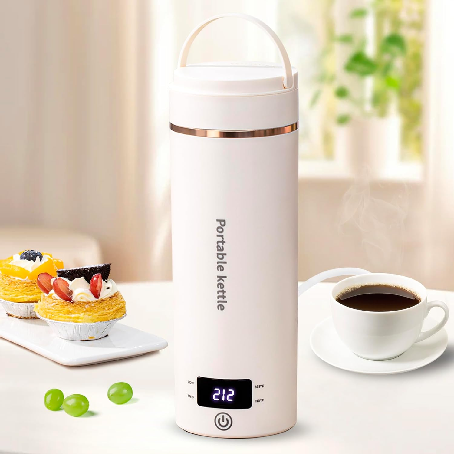 Portable Mini Electric Kettle, 400ml Travel Water Boiler, 4 Temp Settings, Auto-image