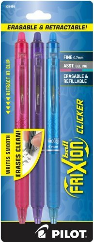 Pilot Frixion Erasable Gel Pens - 0.5mm Extra Fine Point Blue Ink 3-Pack With Refills
