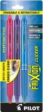 Pilot FriXion Clicker Retractable Erasable Gel Pens Fine Point 0.7mm, Pack of 3