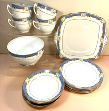 Royal Albert Orient Crown China Tea Cake Set White Blue For 4 5799 Circa 1930