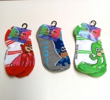 PJ MASKS 3 PAIR Kids Boys Ankle Socks Size 6-8, Shoes Size 10.4 NEW 3 Pack