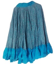 Vintage Prairie circle Skirt Boho Peasant Bohemian Long maxi blue Calico Retro