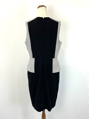Andrew Marc New York Womens Dress 14 Black White Metallic Pencil Career Business - Picture 3 of 9