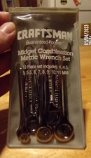 Craftsman 10pc Midget Combination Metric wrench set 