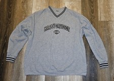Men's Harley Davidson XL VNeck Gray Embroidered Biker Brandon Florida Sweatshirt