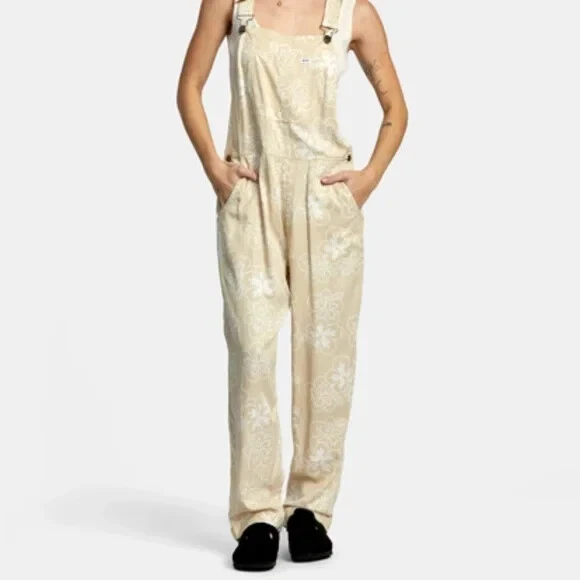 Mono floral RVCA beige Yume adulto 29 Seniesa pierna recta cintura tiro medio Foto 2 de 4