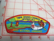 Twin Rivers Council 1993 Jamboree JSP collectible red border patch (g27)