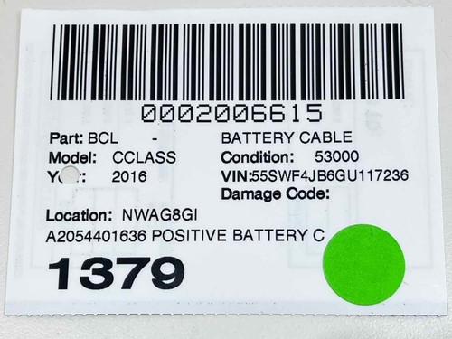 @2017 - 2024 Mercedes C300 W205 Positive Battery Cable Wire Harness A2054401636 - Picture 9 of 9